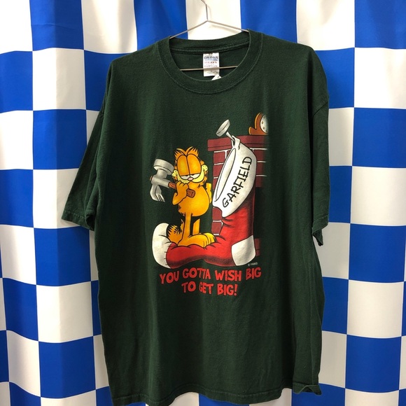 Green Garfield Christmas T-shirt - Picture 1 of 3